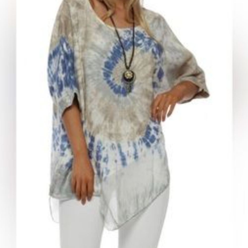 Valentina Naldi 100% linen tie dye top size small new with a tag